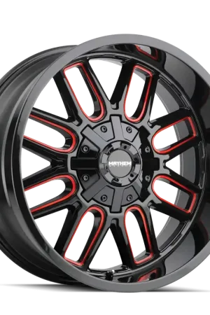 Certified Mayhem Cogent 8107 Gloss Black Milled Prism Red 22x10 8x165.1/8x170 x19mm 130.8mm