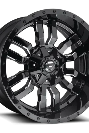 Top Pick Fuel Sledge D595 22x10 -18 6x135/6x139.7mm 106.1mm Gloss Black Milled