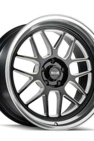 Ridler 611 Gloss Black/Milled With Diamond Cut Lip 17x7 5x114.3 0mm 83.82mm High Quality