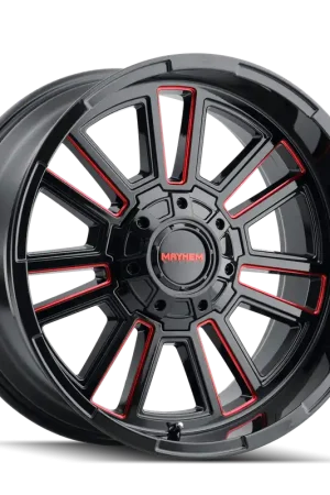 Mayhem Apollo 8115 Gloss Black Milled Prism Red Milled 20x9 8x165.1 18mm 125.2mm Wholesale