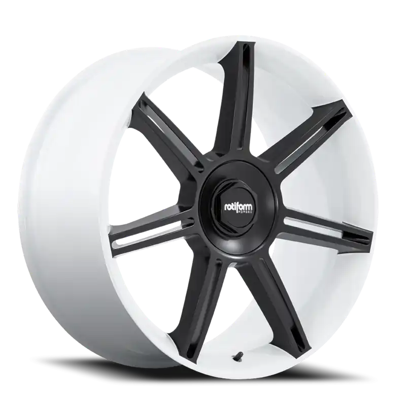 Rotiform FRA GW 22x12 +60 5x130mm 71.5mm Gloss White Matte Black Spokes Certified