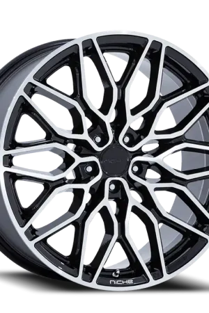 Niche Calabria 5 BD 22x9 +27 5x112mm 66.56mm Gloss Black Machined Hassle-Free Returns