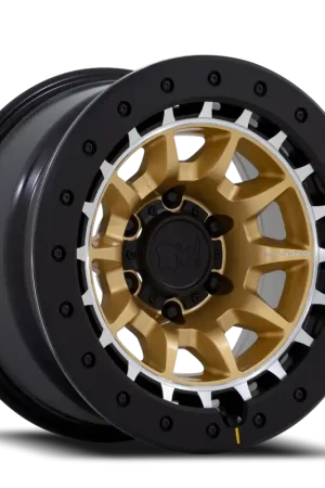 Black Rhino Tusk GD 17x8.5 -10 5x127mm 71.5mm Matte Gold Machined Ring Best Seller