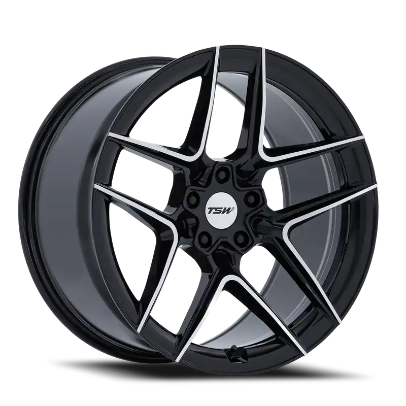 TSW Slipstream BD 19x10.5 +25 5x114.3mm 72.56mm Gloss Black Machined Face Handmade