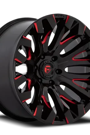 Fuel Quake D829 20x10 -18 6x139.7mm 106.1mm Gloss Black Milled Red Affordable