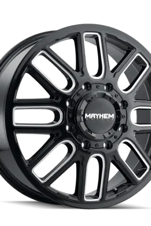Mayhem Cogent Dually (8107D) Gloss Black Milled 22x8.25 Front 8x200 115mm 142mm Luxury