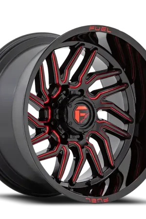 Fuel Hurricane D808 20x10 -18 6x135mm 87.1mm Gloss Black Red Milled Free Shipping