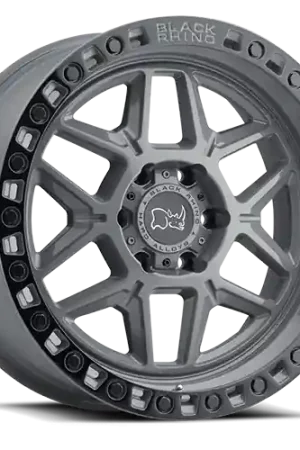 Deal Black Rhino Kelso GY 17x9 +0 6x135mm 87.1mm Battleship Gray Black Lip Edge-Black Bolts