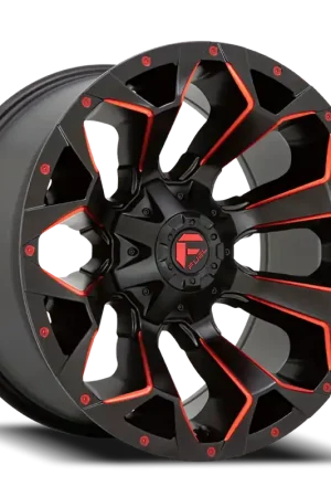 Certified Fuel Assault D787 18x9 +1 5x114.3/5x127mm 78.1mm Matte Black Milled-Red Tint