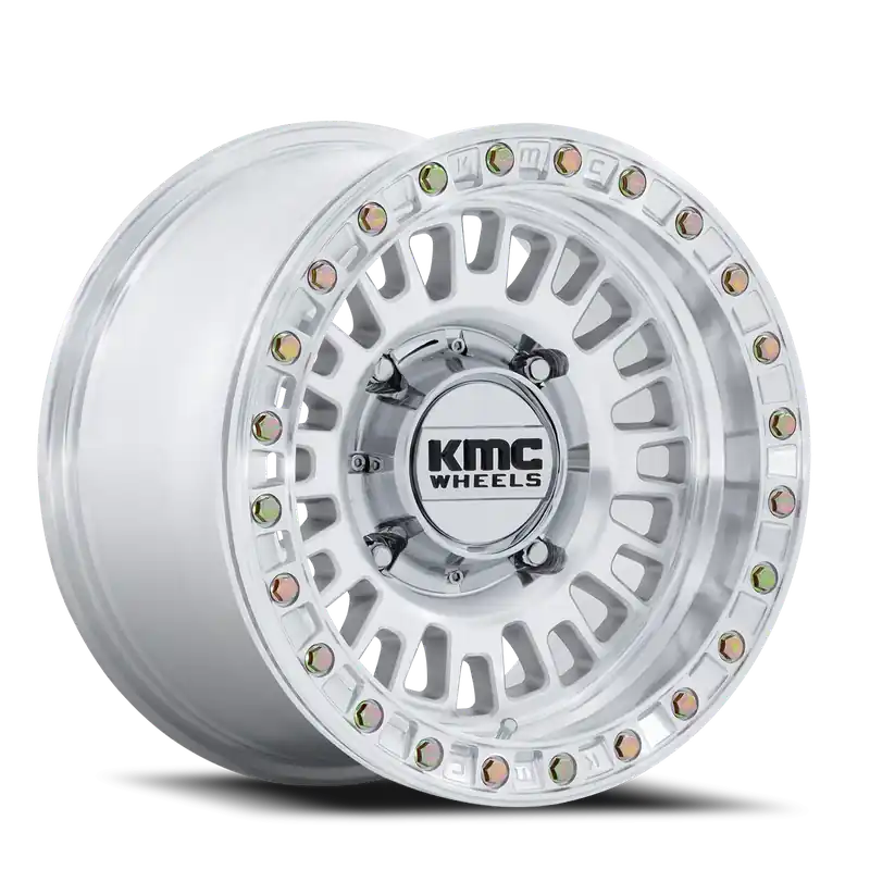 Luxury KMC Aztec Beadlock UTV KS242DX 15x8 +0 4x156mm 115.1mm Machined Silver