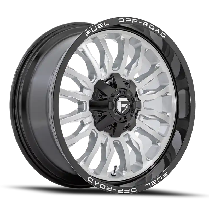 Next Day Delivery Fuel Arc D798 22x12 -44 5x114.3/5x127mm 78.1mm Silver Brushed Face-Milled Black Lip