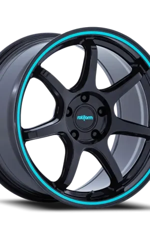 Affordable Rotiform BPU RC208BL 19x8.5 +35 5x100mm 56.15mm Gloss Black Teal Stripe