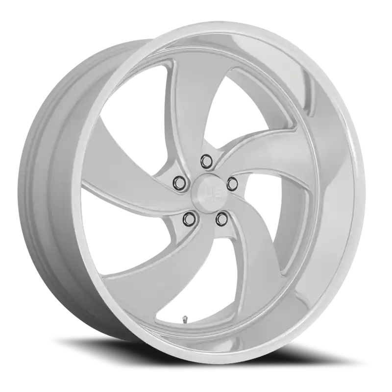 US Mags Desperado 5 U134 24x10 +5 5x120.65mm 72.7mm Brushed Silver Milled-Diamond Cut Lip Certified