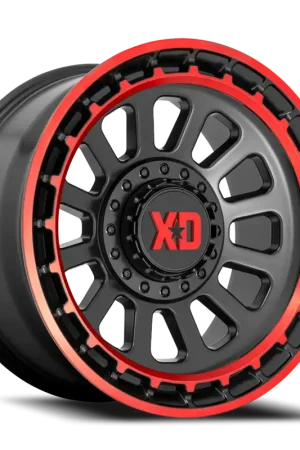 Viral XD Series Omega XD856 SB-RT 17x9 +18 6x135/6x139.7mm 106.1mm Satin Black Machined Lip-Red Tint