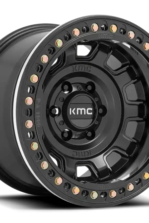 KMC Tank Beadlock KM236 SB 17x9 -38 6x139.7mm 108mm Satin Black Trusted Brand