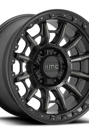 KMC Carnage KM547 GY 17x9 +0 6x135mm 87.1mm Satin Black Gray Tint Brand New