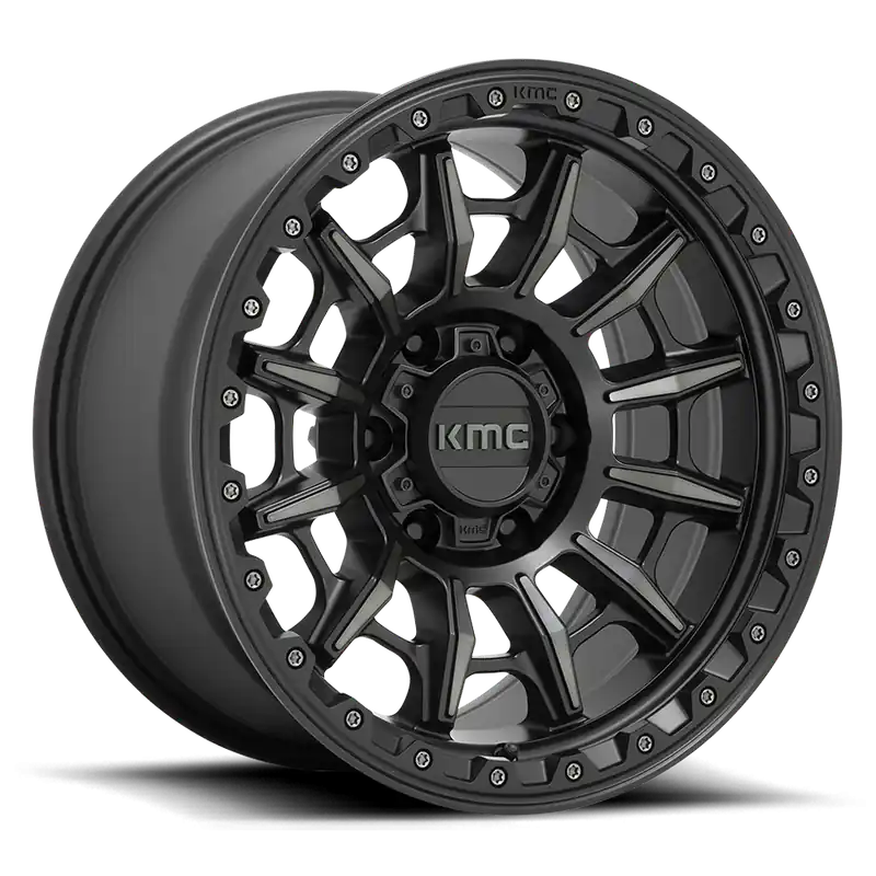 KMC Carnage KM547 GY 17x9 +0 6x135mm 87.1mm Satin Black Gray Tint Brand New